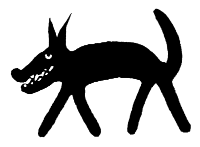 Bild på Botulven, en påhittad varg figur